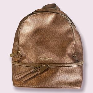 ::Michael Kors Rose Gold & Pink Backpack::